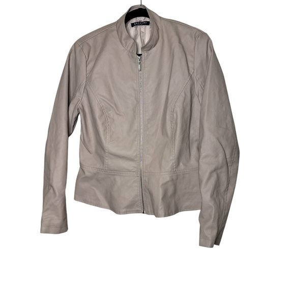 Baccini Tan Leather Jacket Smooth Finish Casual Fit - Picture 4 of 5